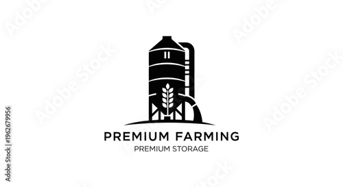Grain Silo Logo with Wheat Stalk Silhouette - Premium Farming and Storage