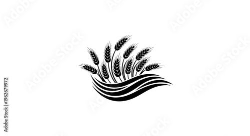 Wheat ears stylized logo, agriculture, food, harvest, organic, natural emblem