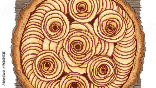 Delicious Apple Tart Recipe Illustration for Food Blogs & Bakeries