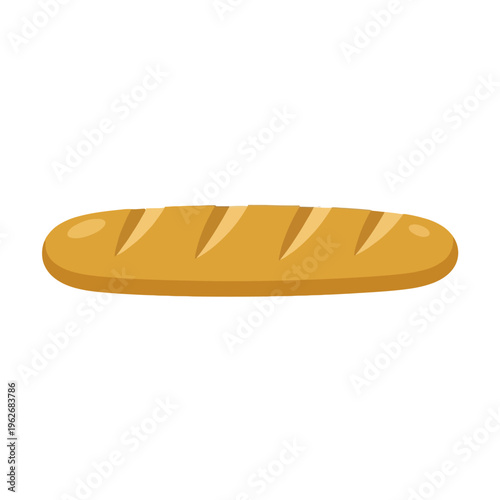 A delicious and visually appealing flat illustration of a golden-brown baguette, perfect for culinary and food-related designs