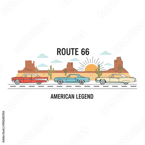 Classic American Cars on Route 66.