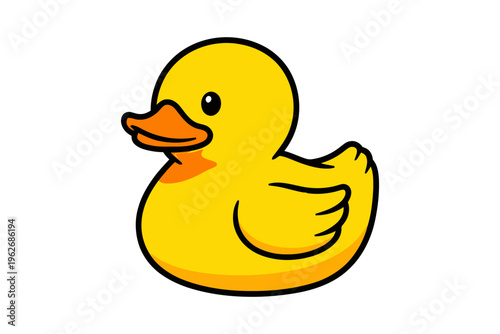 A cartoon yellow rubber duck toy.