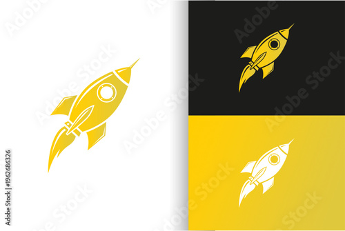 Rocket ship icons in yellow and white.