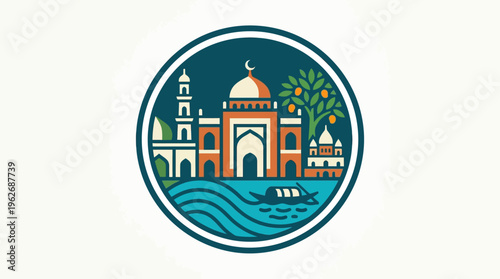 Elegant Vector Logo Featuring a South Asian Cityscape
