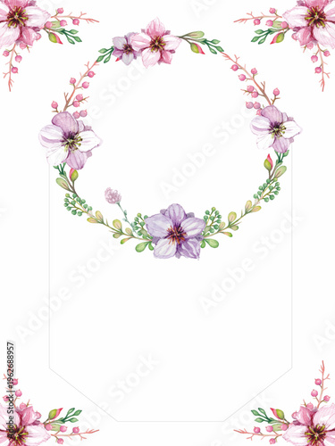 background with beautiful leaf and flower frame