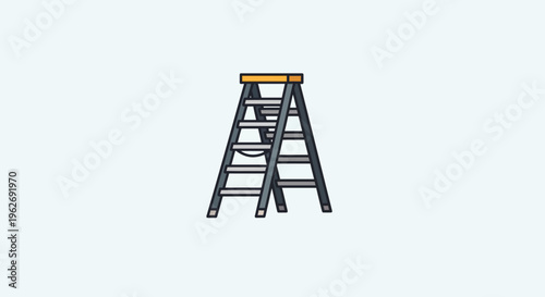 A black metal step ladder.