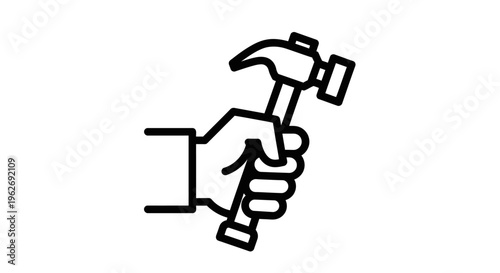 Hand holding a hammer tightly 1.