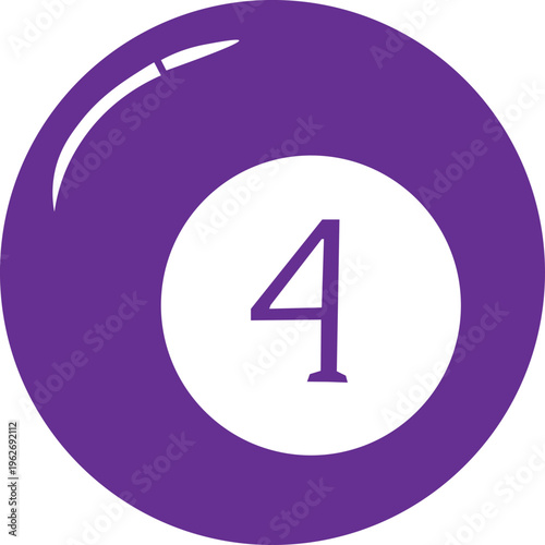 Purple Number Four Billiard Ball.