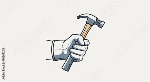 Hand holding a hammer tool 1.