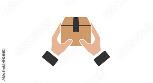 Hands holding a brown cardboard box.