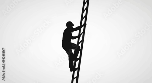 Man climbing up a tall ladder 1.