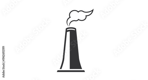 Industrial smokestack with smoke emission.