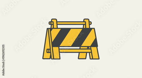 Yellow and black road construction barrier.