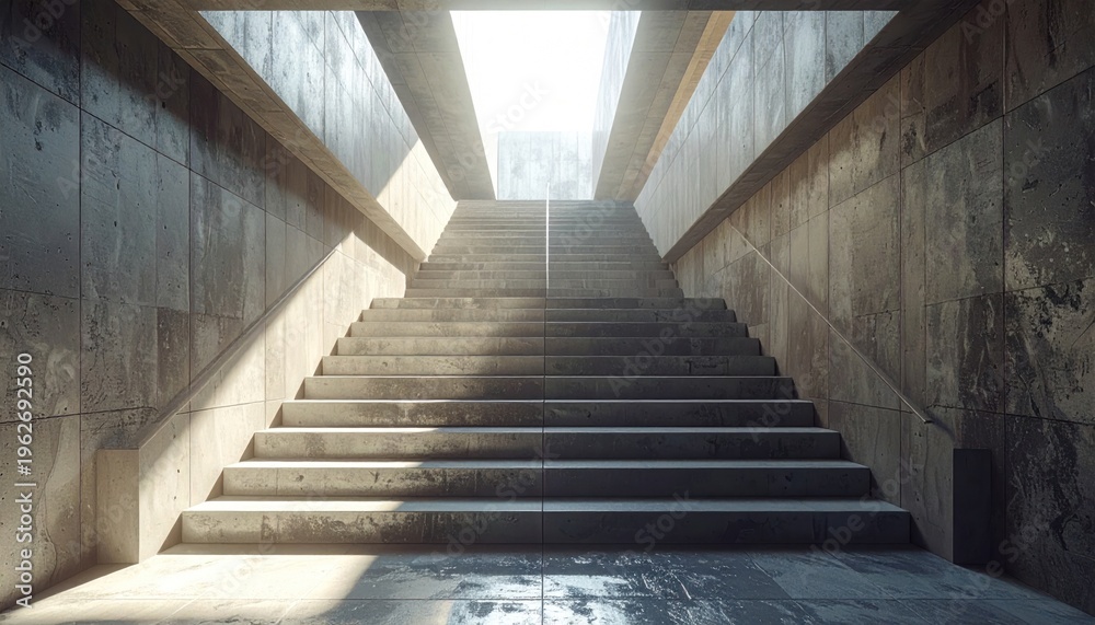 Fototapeta premium Concrete Staircase Leading to Light - A Path to Hope.