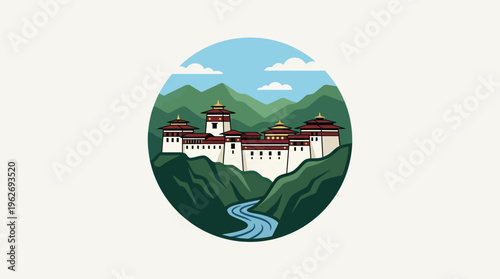 Graphic Representation of a Bhutanese Fortress
