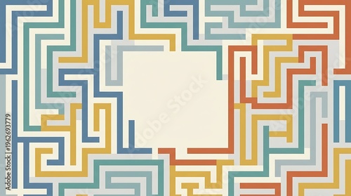 Abstract Geometric Maze Background with Central Copy Space