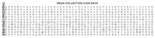 Mega collection of universal line icons for UI UX web design and business interface