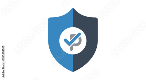 Shield with Checkmark Icon Symbol.