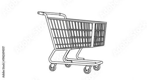 Shopping cart with four wheels.
