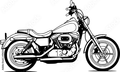 harley davidson bike line art silhouette vector illustration
