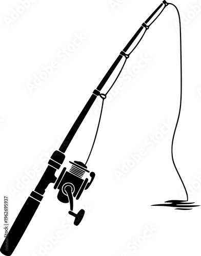 fishing rod silhouette, fishing rod icon, vector illustration
