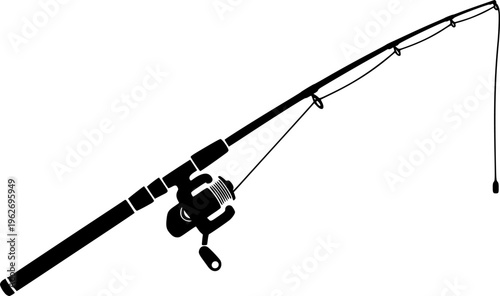 fishing rod silhouette, fishing rod icon, vector illustration
