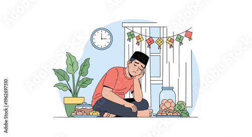 Man indoors feeling sad and stressed portrait.