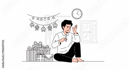 Man Meditating Indoors With Focused Tranquil Expression.