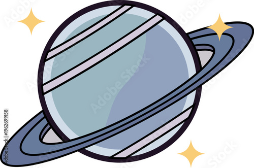 Cute Cartoon Planet with Rings