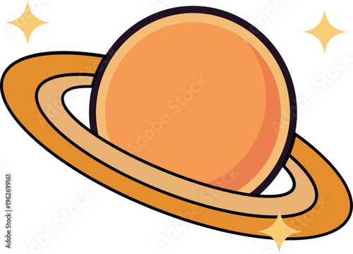 Cute Saturn Planet Sticker Icon