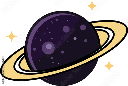 Cartoon Saturn Planet Icon