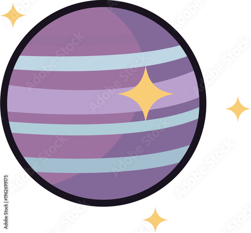 Cute Purple Striped Planet Icon