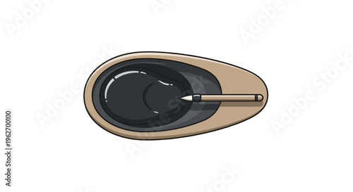 Elegant Overhead View of a Stylish Inkwell with Pen