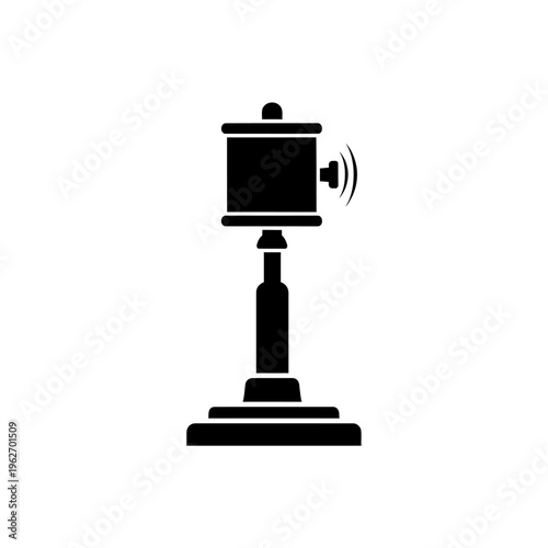 Simple Vector Icon of a Traditional Bell Ringing on a Stand, Symbolizing Important Notifications, School Commencement, Alarm Signals, and Timely Alerts