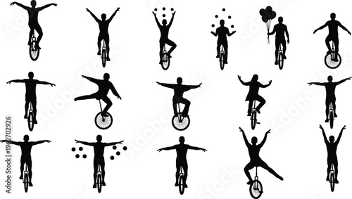 Vector set of black silhouettes of diverse people in various poses, including business professionals, families, athletes, and casual groups, isolated