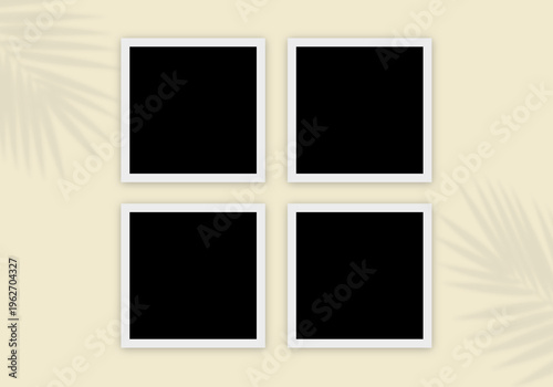 Four Square Blank Photo Frames Border on Aesthetic Background