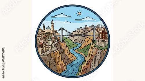 Scenic Landscape of Algerian City with Bridge