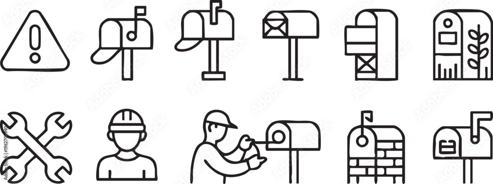 Fototapeta premium Minimal Mailbox And Delivery Icon Set For Logistics And Communication