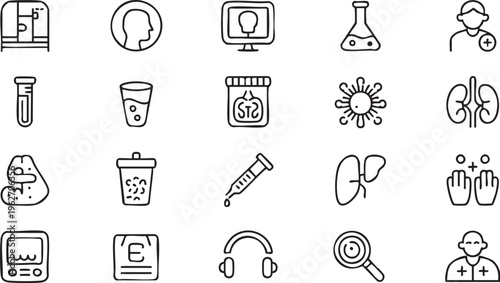 Medical Diagnostics And Lab Icons With Clinical And Research Concepts