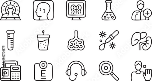 Medical And Clinical Icons With Diagnostics And Patient Care Elements