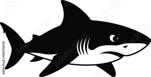 Black and white shark silhouette for logo mascot design