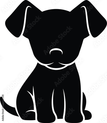 Cute puppy silhouette icon for pet logo and design element