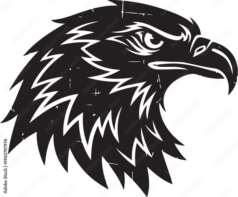 Obraz premium Black and White Eagle Head Illustration with Sharp Details