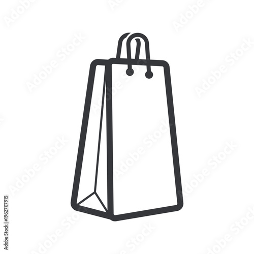 Isolated monochrome icon of paper shopping bag representing retail purchase, sales promotion, consumer activity, and commercial marketing element for design