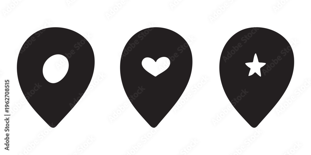 Obraz premium Set of hand drawn map pin Map marker pointer sign GPS and mapping tools Location pin symbol Pinpoint clipart in doodle style Single element for web, design
