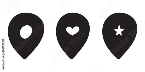 Set of hand drawn map pin Map marker pointer sign GPS and mapping tools Location pin symbol Pinpoint clipart in doodle style Single element for web, design