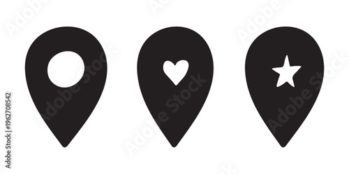 Set of hand drawn map pin Map marker pointer sign GPS and mapping tools Location pin symbol Pinpoint clipart in doodle style Single element for web, design