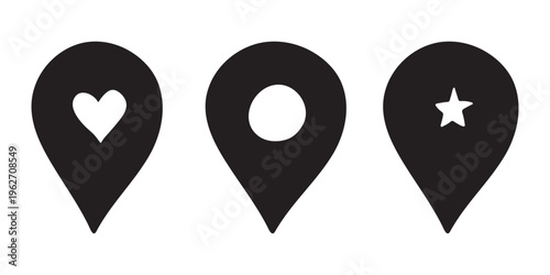 Set of hand drawn map pin Map marker pointer sign GPS and mapping tools Location pin symbol Pinpoint clipart in doodle style Single element for web, design