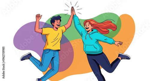 Couple High Five Celebration