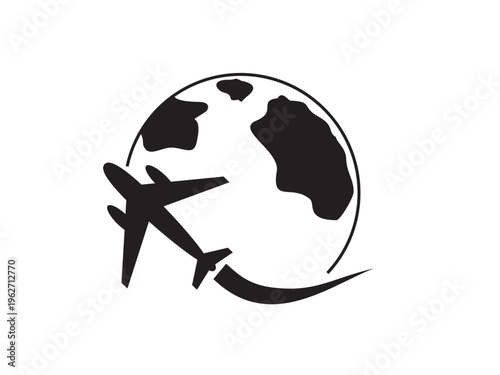 vector illustration of a globe with plance